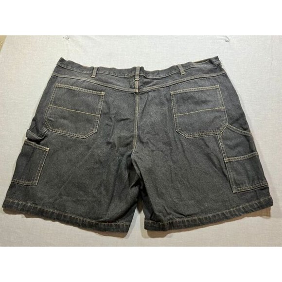 Faded Glory Carpenter Shorts Mens 50 Black Denim Pocketed Belted Button Men NWOT - Picture 6 of 10